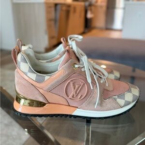 Louis Vuitton Pink and Gold Checkered Sneakers
